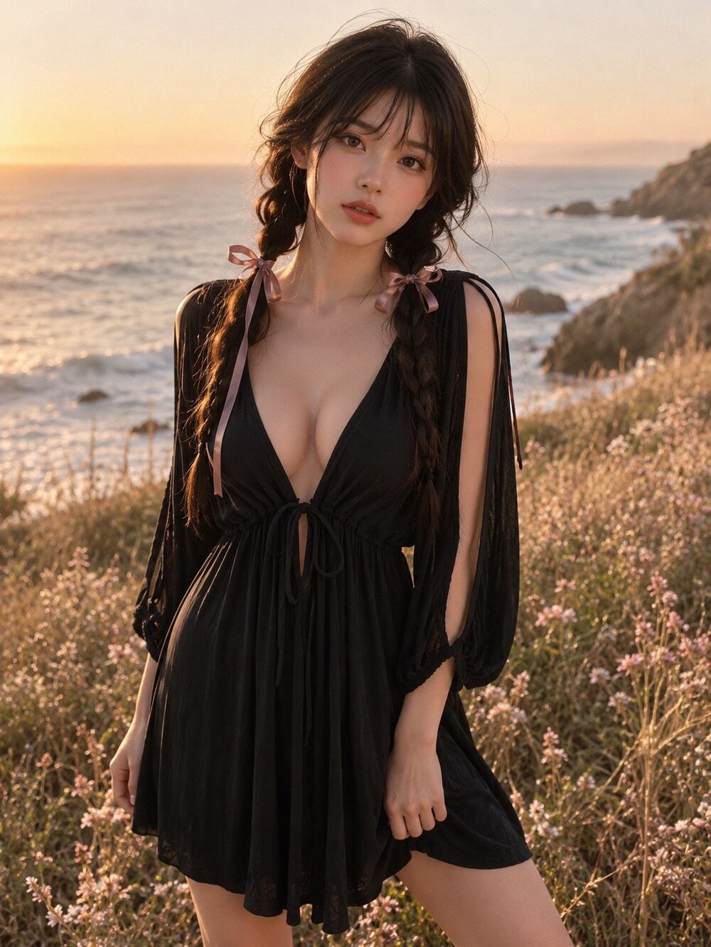 Victoria’s Secret Sunsets + Salt Air plunge cold shoulder cut out coverup Dress
